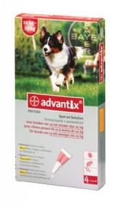Afbeelding Advantix 250/1250 voor honden van 10 tot 25 kg 4 pipetten door DierenwinkelXL.nl
