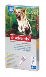 Afbeelding Advantix 400/2000 voor honden van 25 tot 40 kg 4 pipetten door DierenwinkelXL.nl
