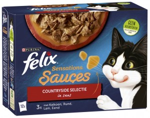 Felix Multipack Sensations Sauces Countryside Selectie - Kattenvoer - Kalkoen Rund Lam 12x85 g