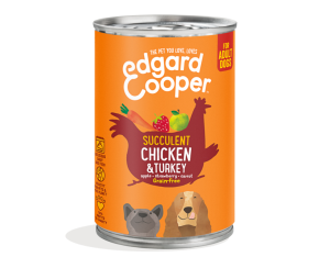Afbeelding Edgard&Cooper Blik Chicken Turkey Adult - Hondenvoer - Kip Kalkoen Aardbei 400 g Graanvrij door DierenwinkelXL.nl