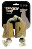 PetJoy - Doggy Toy Woodie Flostouw met klossen kauwhout