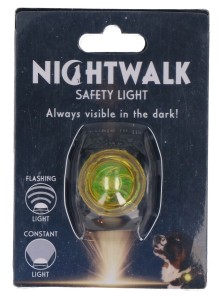 Nightwalk Safety Light - Veiligheidslampje voor de halsband - Hondenlampje - 2 Standen - Tot 100 uur - Tot 200 meter zichtbaar - Geel