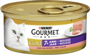 Afbeelding Gourmet Gold Mousse met Zalm +7 kattenvoer 1 tray (24 blikken) door DierenwinkelXL.nl