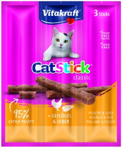 Afbeelding Vitakraft Catsticks Mini Gevogelte/Lever kattensnoep 3 stuks door DierenwinkelXL.nl