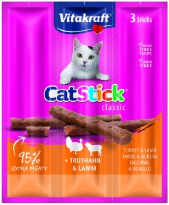 Afbeelding Vitakraft Catsticks Mini Kalkoen/Lam kattensnoep 3 stuks door DierenwinkelXL.nl